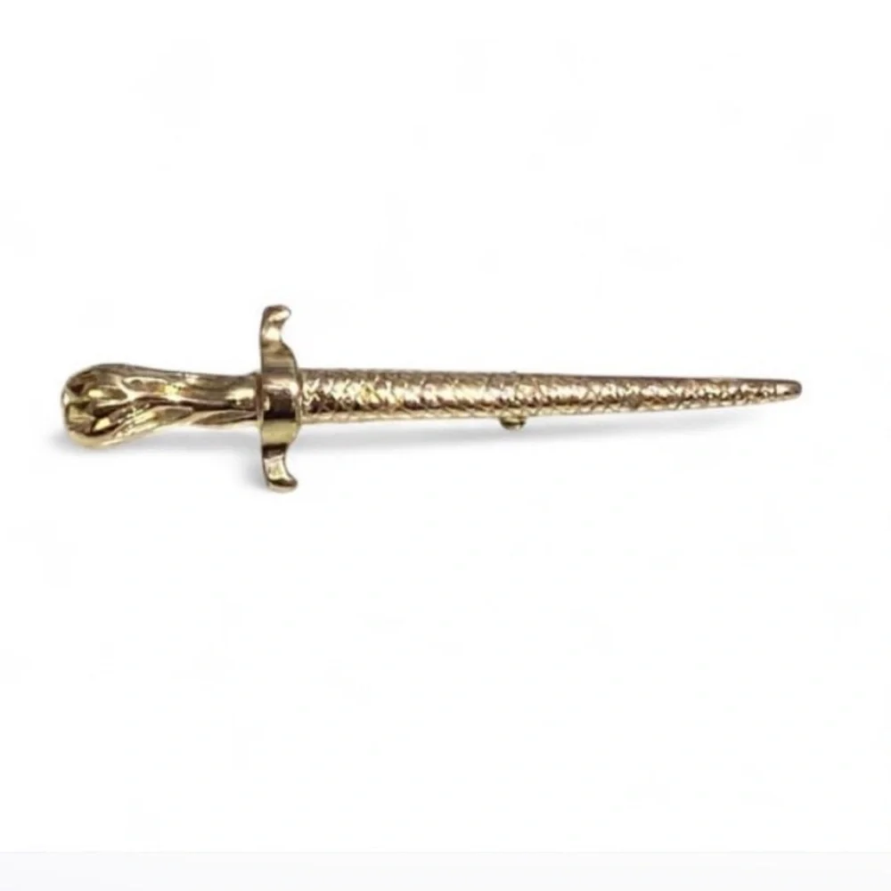 Vintage Silver Tone Sword Brooch #7568